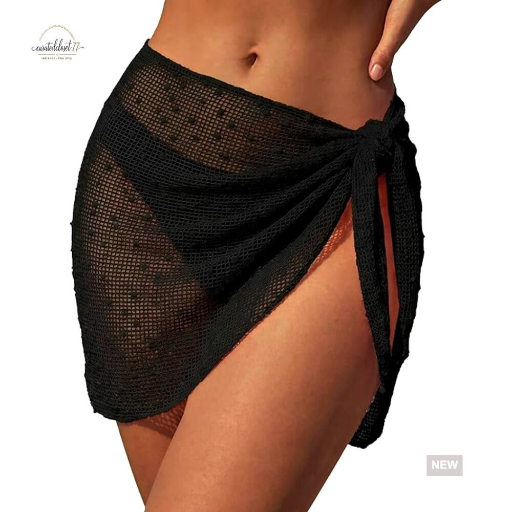 Crochet Sarong Beach Cover Up Swimsuit Wrap Skirt Loose Fit Polyester